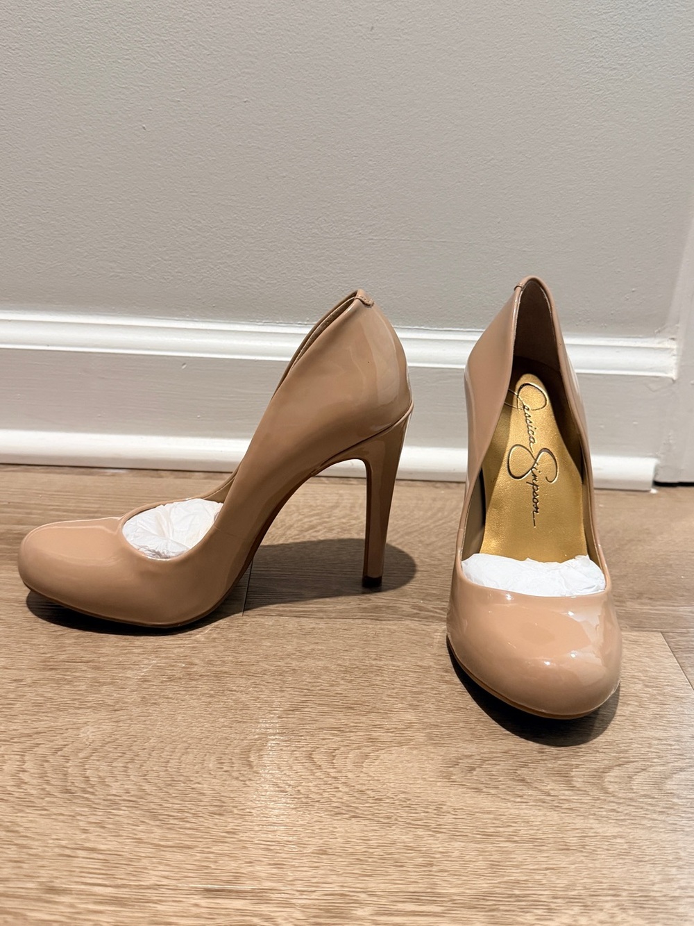 Jessica Simpson Nude Patent Stiletto Pumps